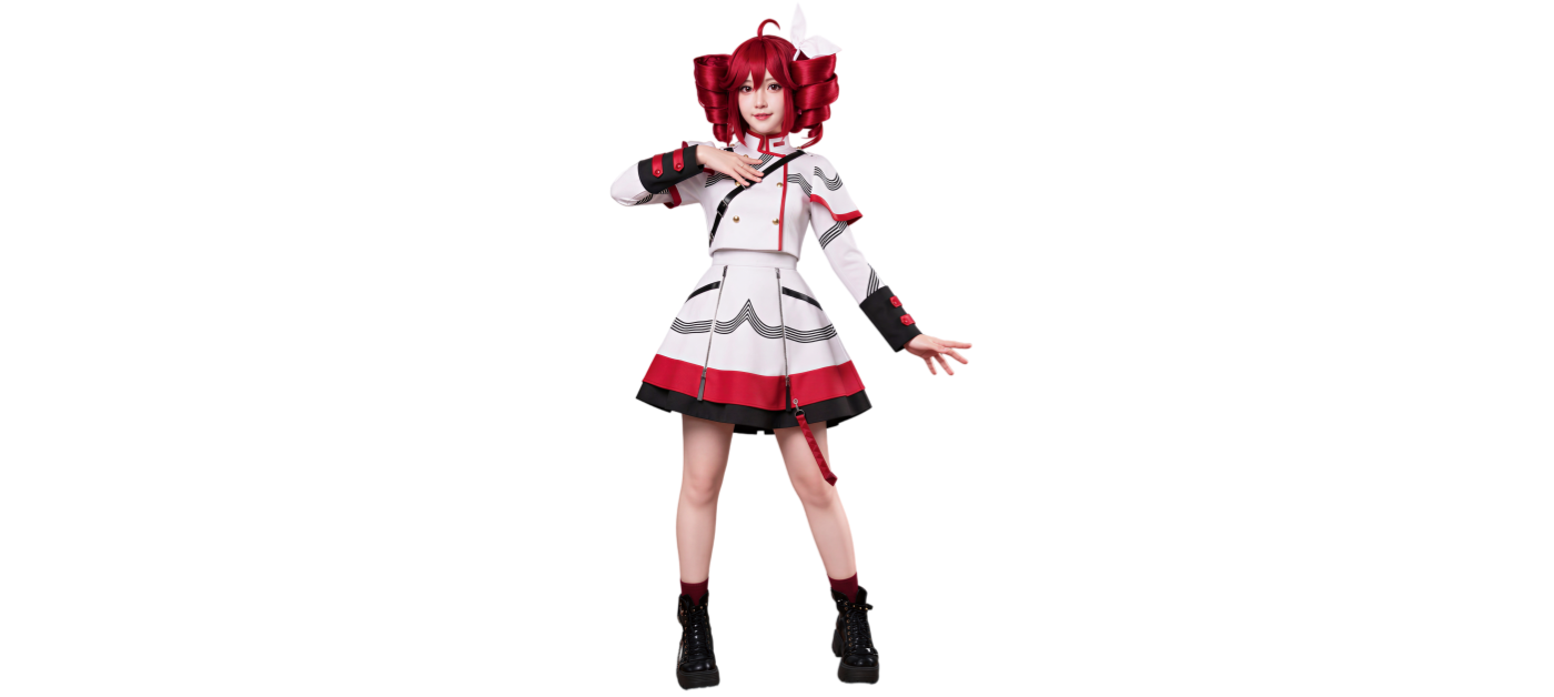 Kasane Teto cosplay costume – ladies gray red JK uniform set full outfit display