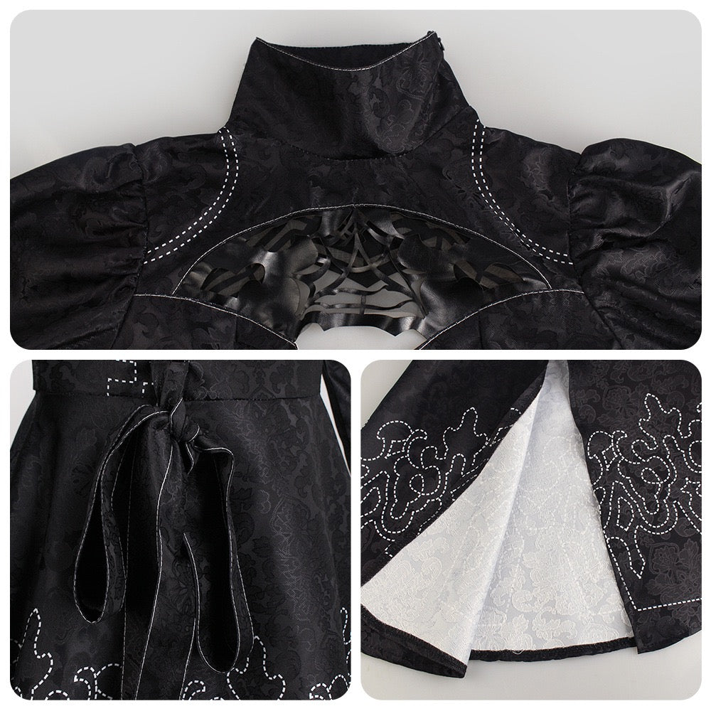 nier automata 2b cosplay dress collar waist hem detail