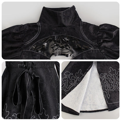 nier automata 2b cosplay dress collar waist hem detail