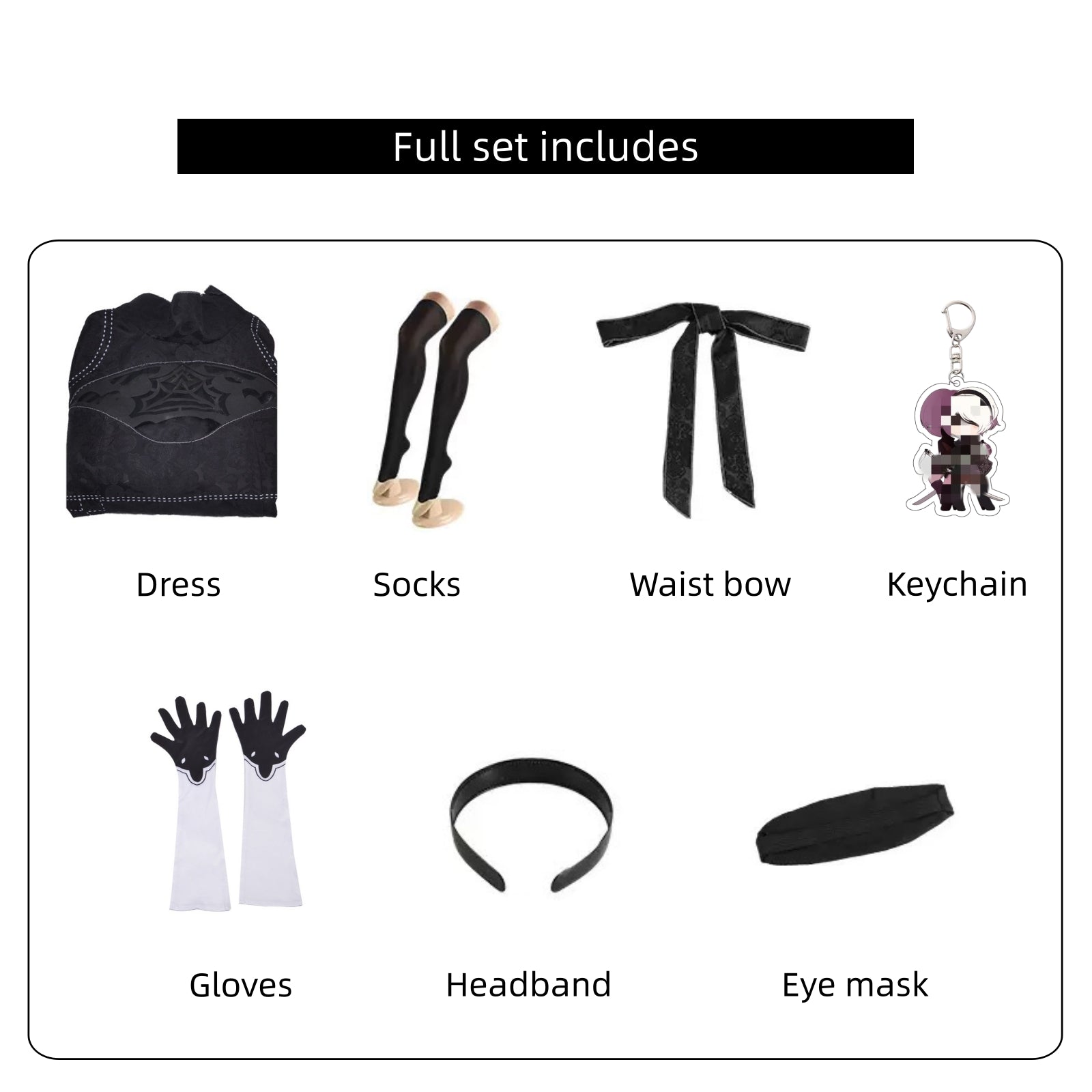 nier automata 2b cosplay full accessories gloves mask socks bow