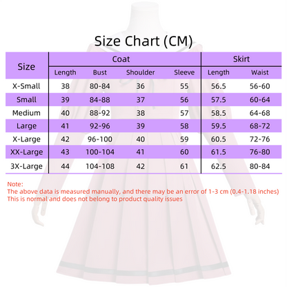 Waguri Kaoruko pink JK sailor cosplay dress size chart
