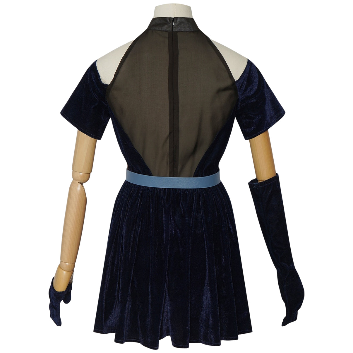 alien stage mizi cosplay blue dress back view on mannequin