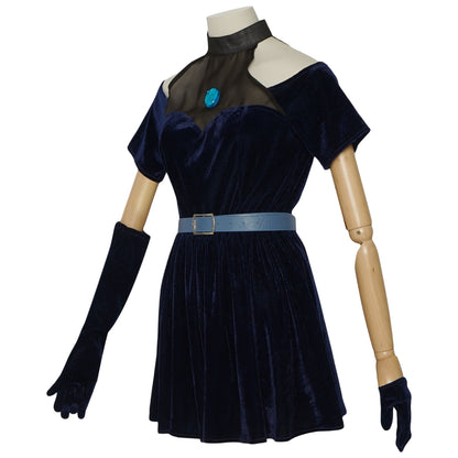 mizi cosplay blue dress side angle on mannequin