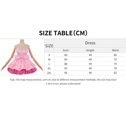 size table cm alien stage zombie stage mizi cosplay pink dress bust waist length parameter
