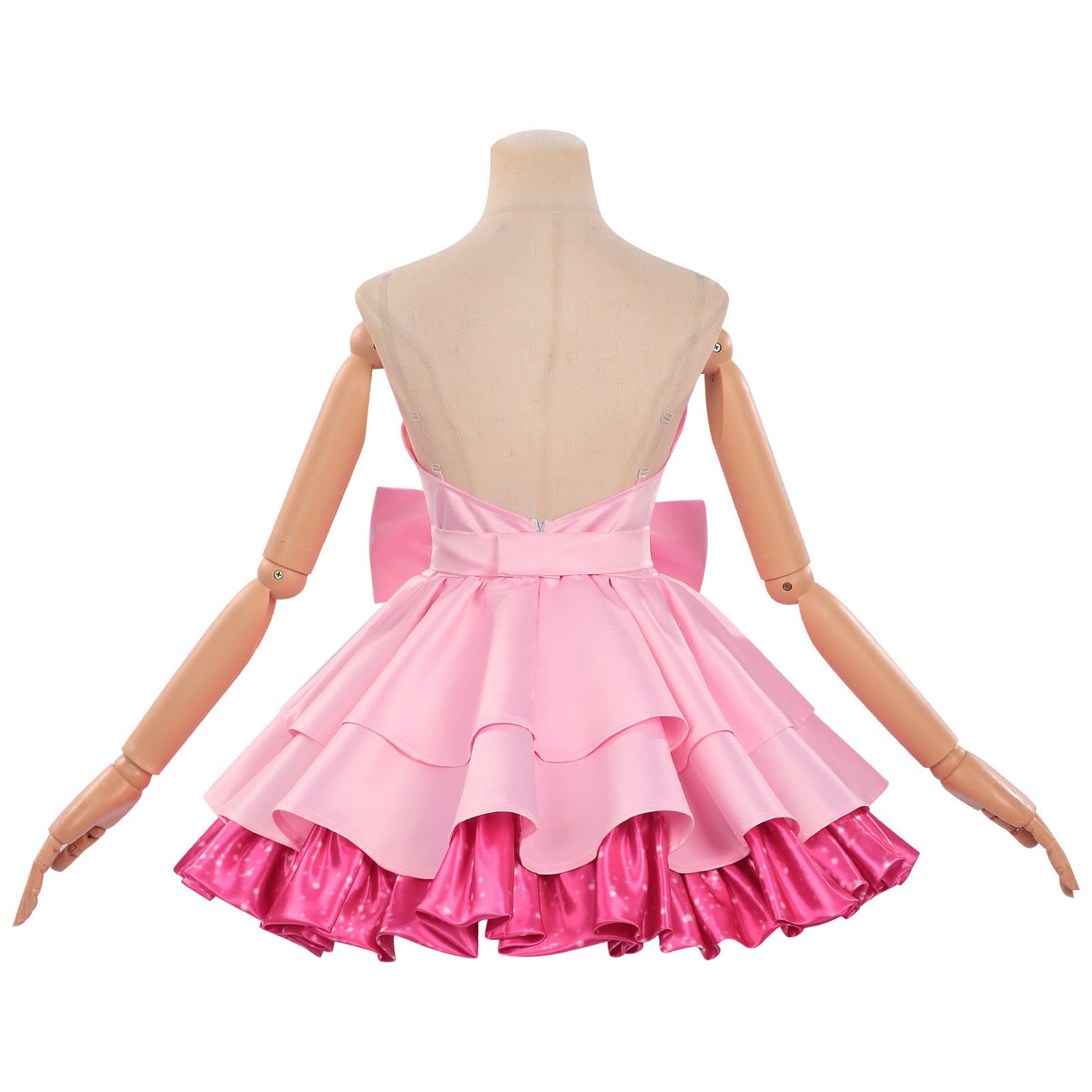 back shot alien stage zombie stage mizi cosplay pink dress v-back invisible zipper tiered skirt