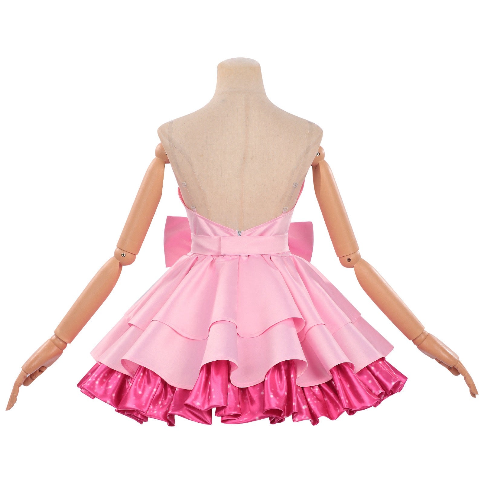 back shot alien stage zombie stage mizi cosplay pink dress v-back invisible zipper tiered skirt