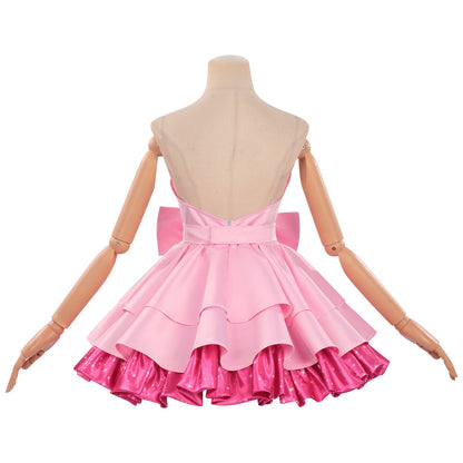 back shot alien stage zombie stage mizi cosplay pink dress v-back invisible zipper tiered skirt