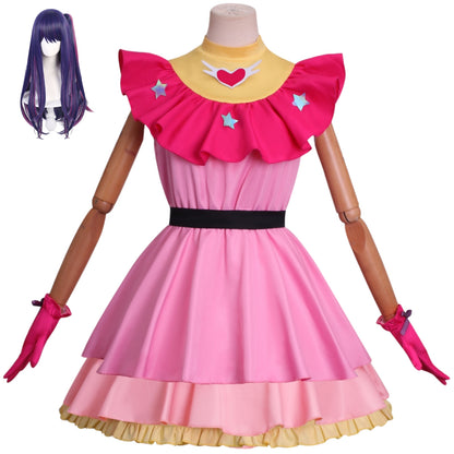 oshi no ko hoshino ai cosplay pink dress full set matching purple long wig