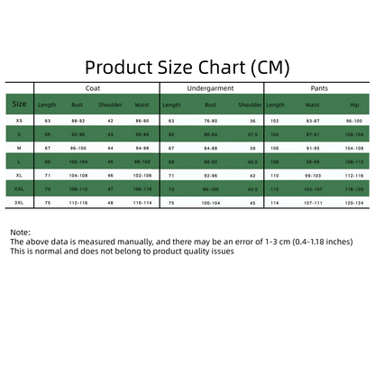 Till green vest cosplay costume size chart