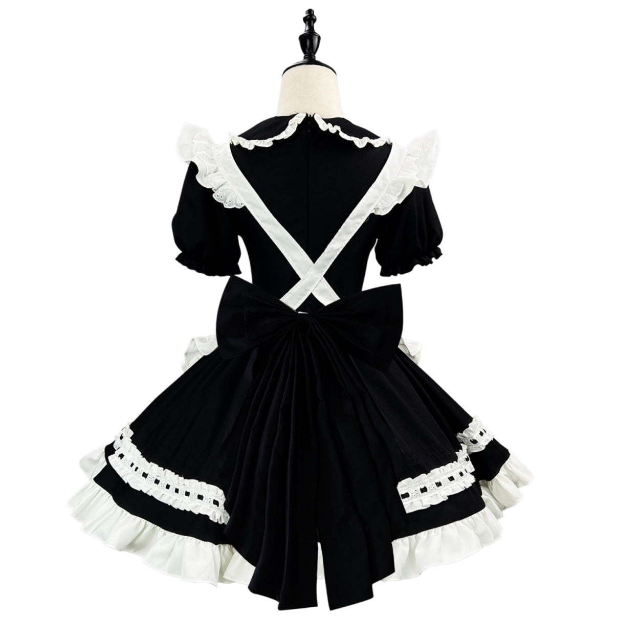 back view maid lolita dress with big back bow cross straps