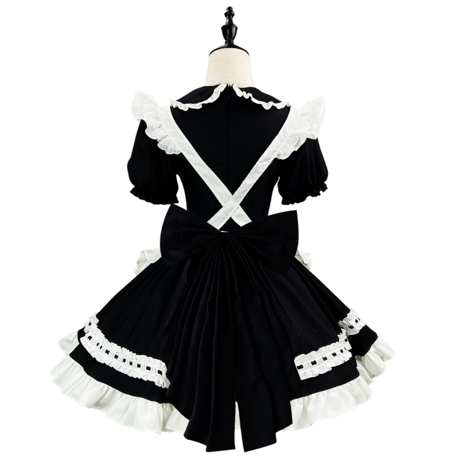 back view maid lolita dress with big back bow cross straps