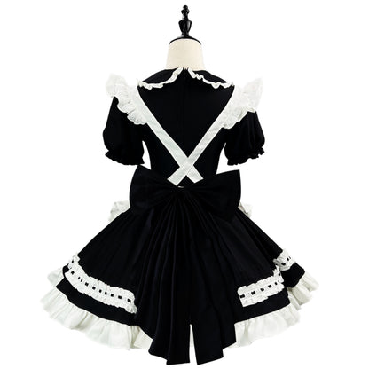 back view maid lolita dress with big back bow cross straps