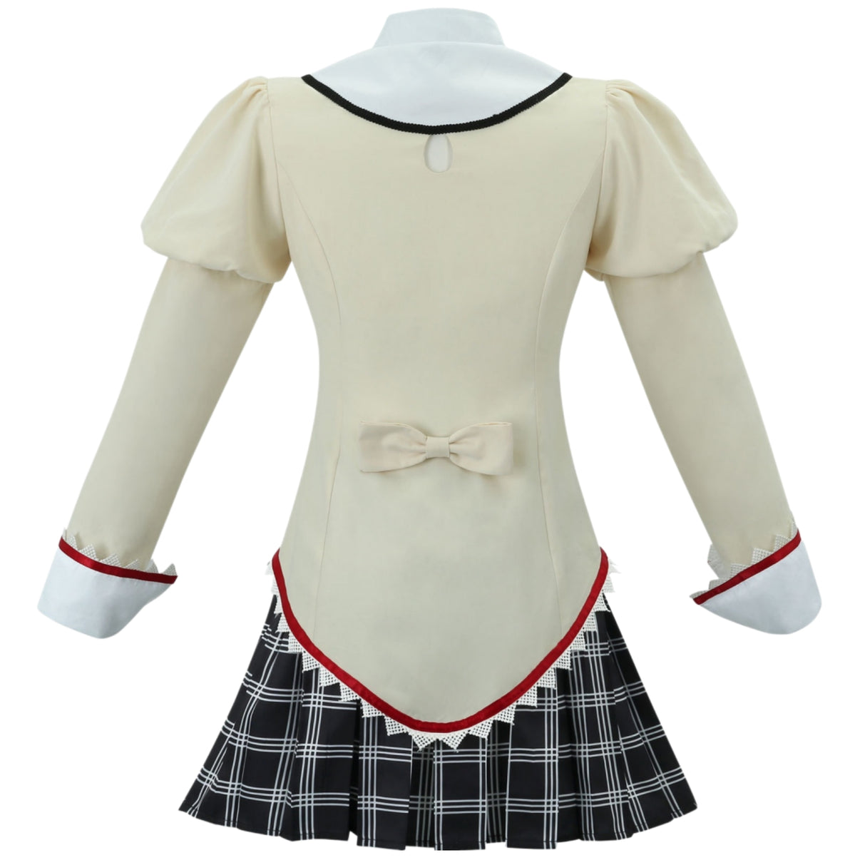 back view beige school jacket with bow madoka cosplay