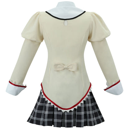 back view beige school jacket with bow madoka cosplay