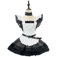 mannequin front display goth maid costume lace frill apron sheer sleeve heart belt matching choker