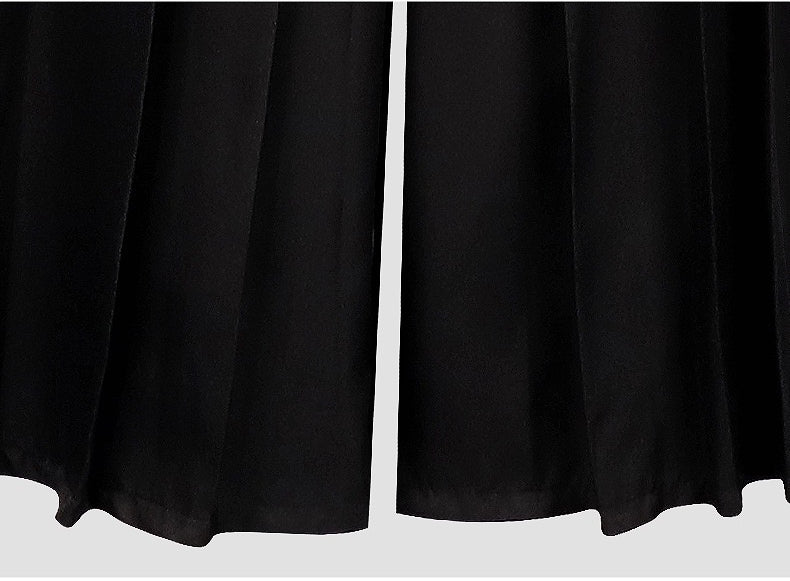 soft fabric black hakama wide‑leg pants for demon kokushibou cosplay kimono costume