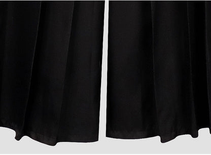 soft fabric black hakama wide‑leg pants for demon kokushibou cosplay kimono costume