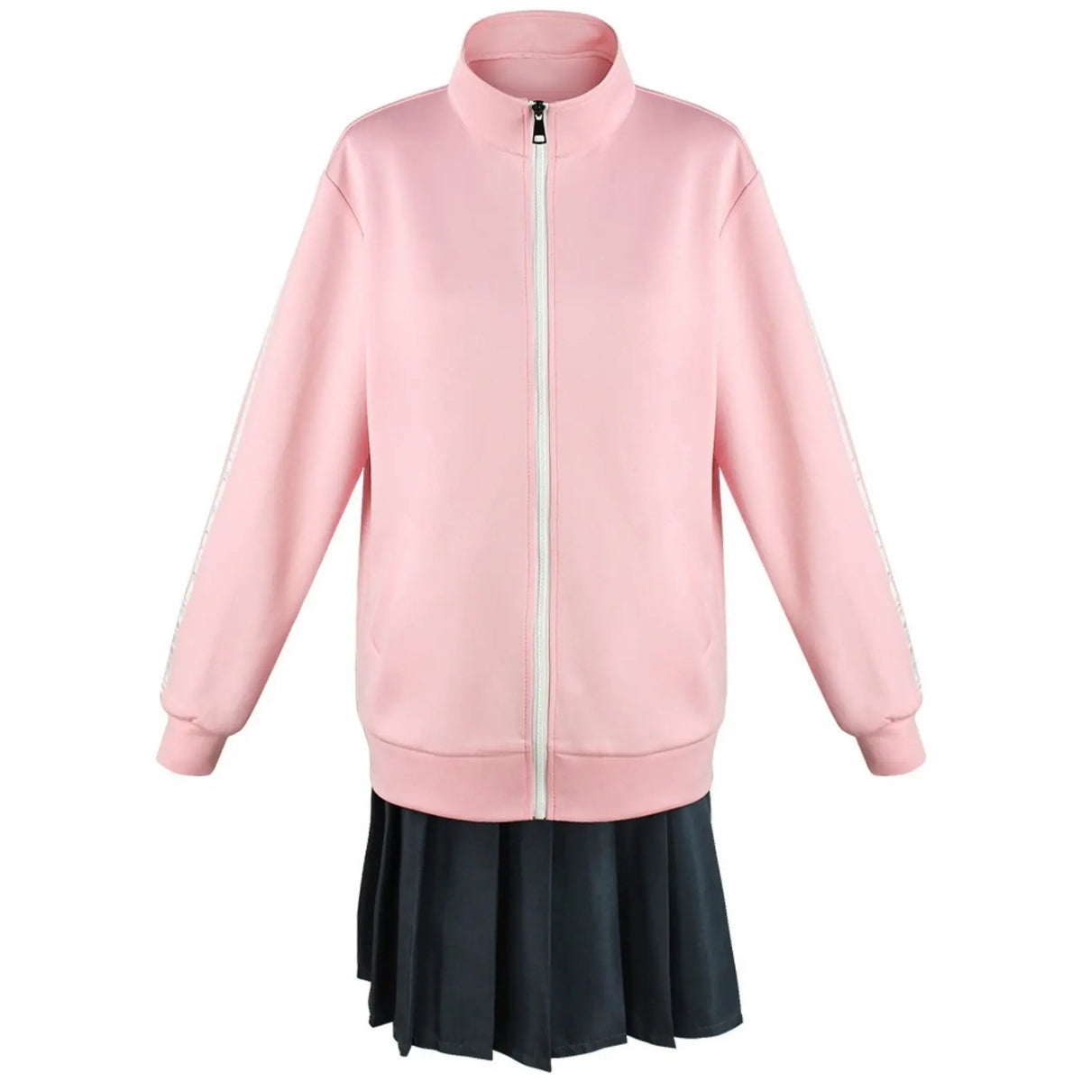 bocchi the rock hitori gotoh pink zip jacket black pleated skirt cosplay costume