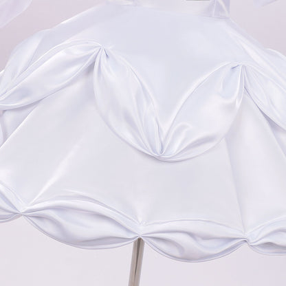 bubble petal ruffle hem fabric detail alien stage zombie stage sua cosplay white dress skirt texture