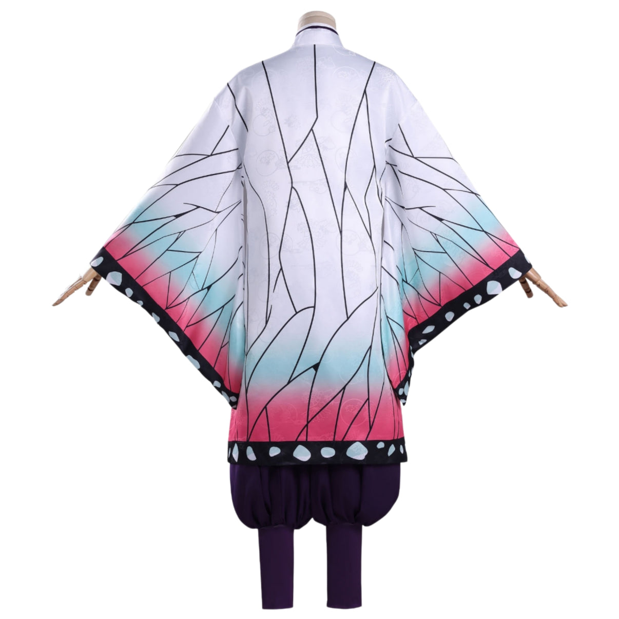 kochou shinobu cosplay dark embroidery kimono full back print gradient hem demon slayer outfit mannequin back shot