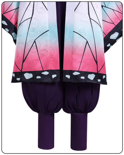 demon slayer cosplay shinobu cosplay purple balloon pants matching gradient leg warmers close up