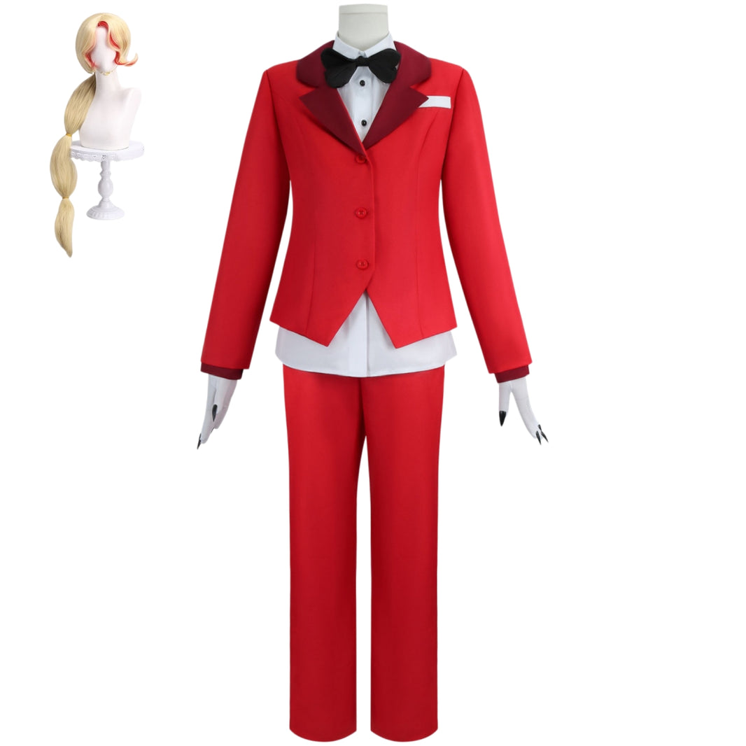 hazbim hotel charlie morningstar costume complete suit wig gloves outfit front display