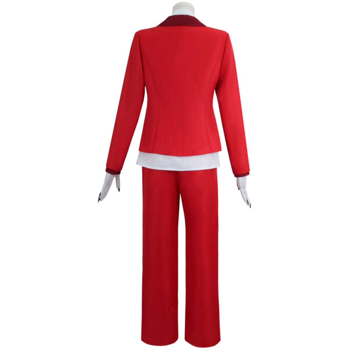 anime hazbim hotel charlie morningstar costume red blazer pants back shot mannequin