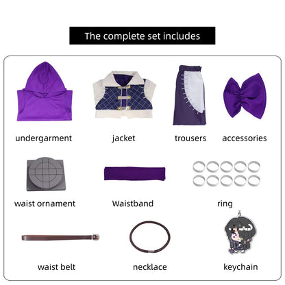 full set component display jabber gachiakuta cosplay undergarment jacket trousers waist belt ornament necklace rings bow keychain