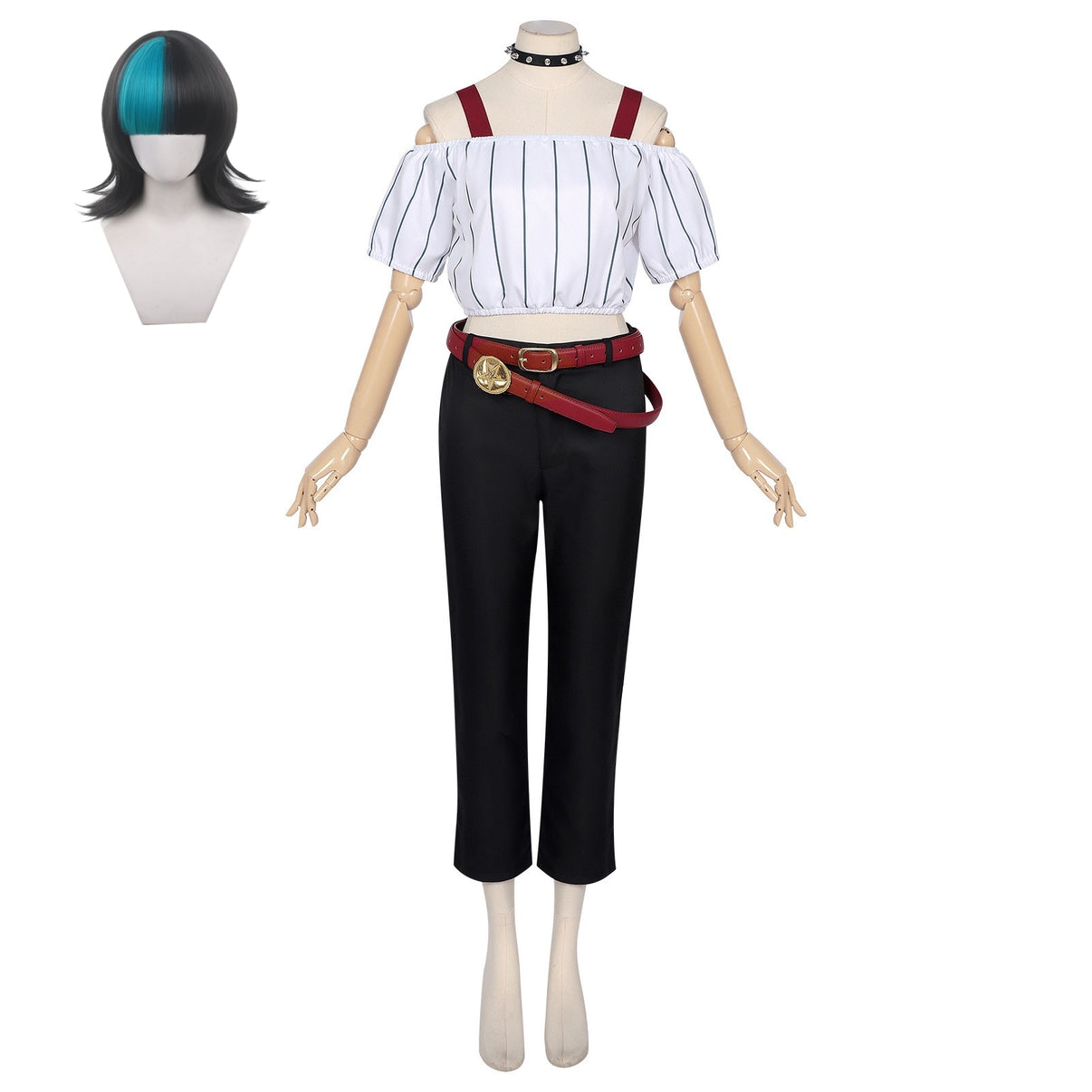 full set kirara hoshi cosplay costume wig striped top cropped pants jujutsu kaisen