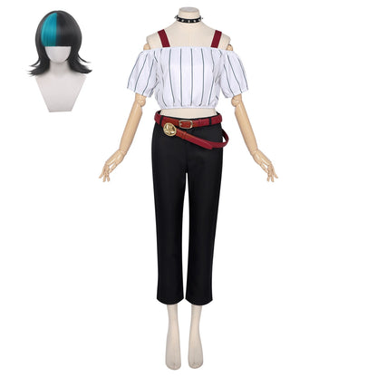 full set kirara hoshi cosplay costume wig striped top cropped pants jujutsu kaisen