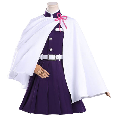 full kanawo cosplay costume purple dress white cape demon slayer tsuyuri kanao outfit
