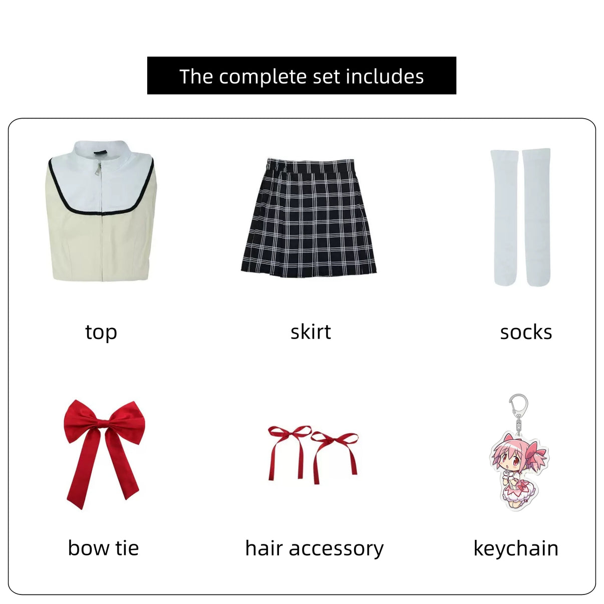 full cosplay set parts madoka kaname school uniform accessories