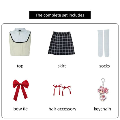 full cosplay set parts madoka kaname school uniform accessories