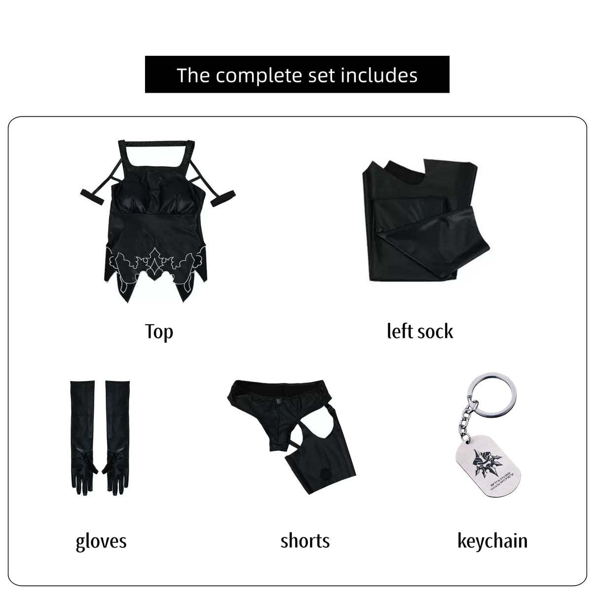 nier automata a2 cosplay set top shorts gloves sock keychain