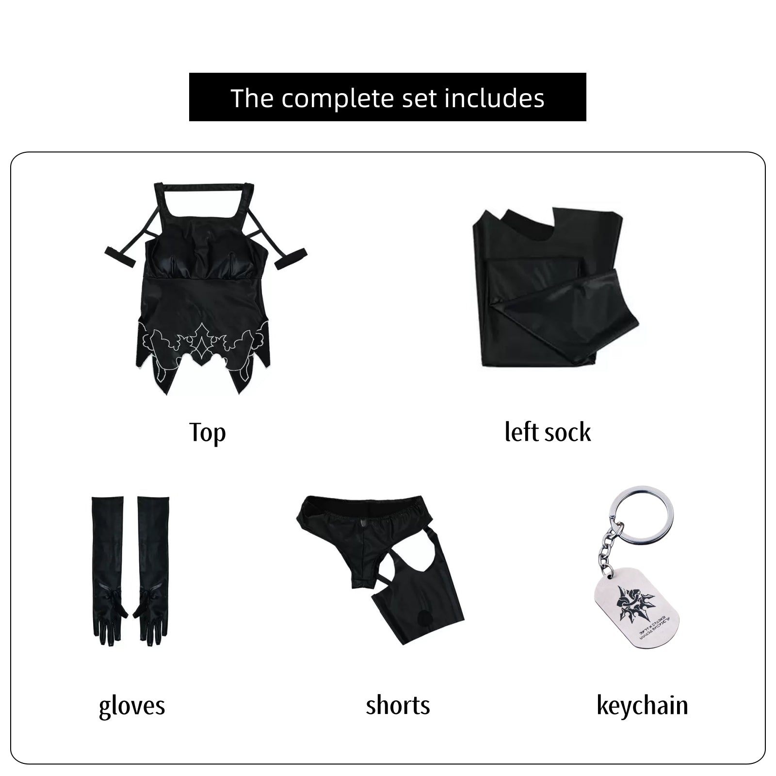 nier automata a2 cosplay set top shorts gloves sock keychain