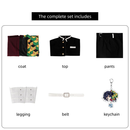 full giyuu cosplay costume parts layout display