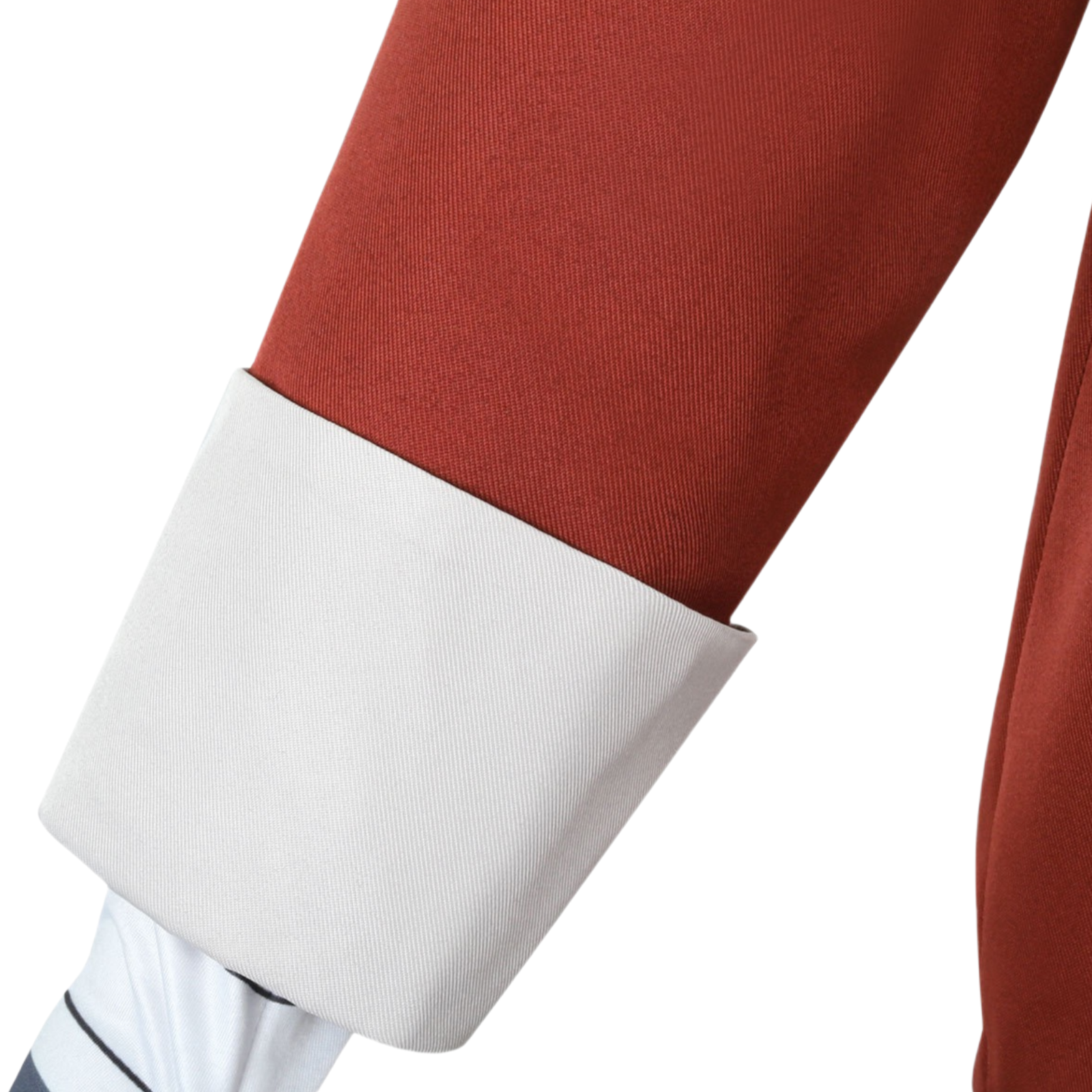 close‑up of white cuffs for stark cosplay jacket frieren at the funeral cosplay frieren stark cosplay