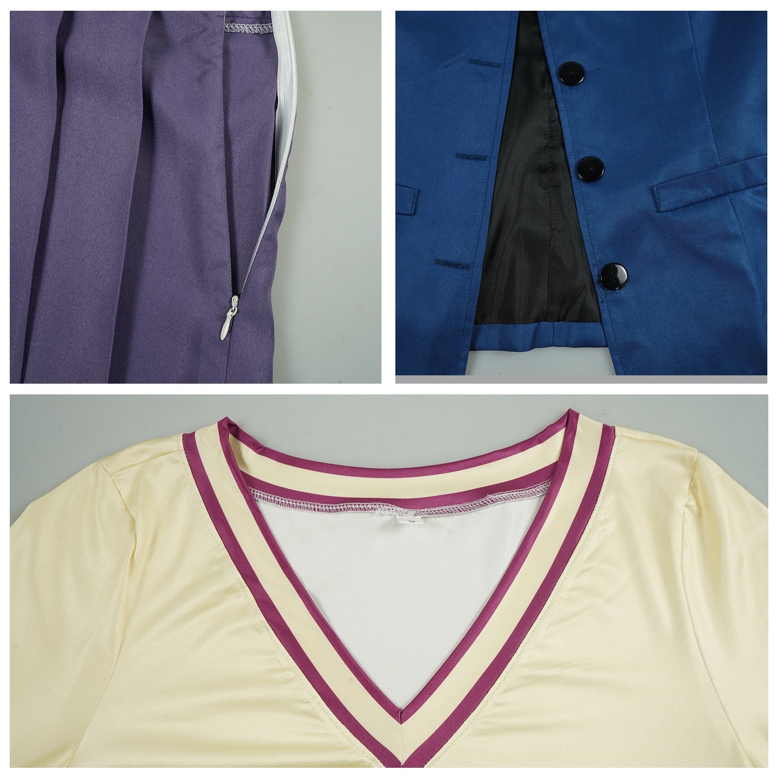 dandadan aira shiratori school uniform cos blazer inner top pleated skirt zipper collar craft details