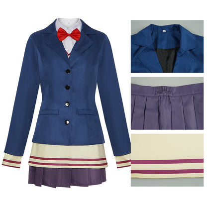 aira shiratori cosplay school uniform blazer pleated skirt inner top fabric stitching close up details