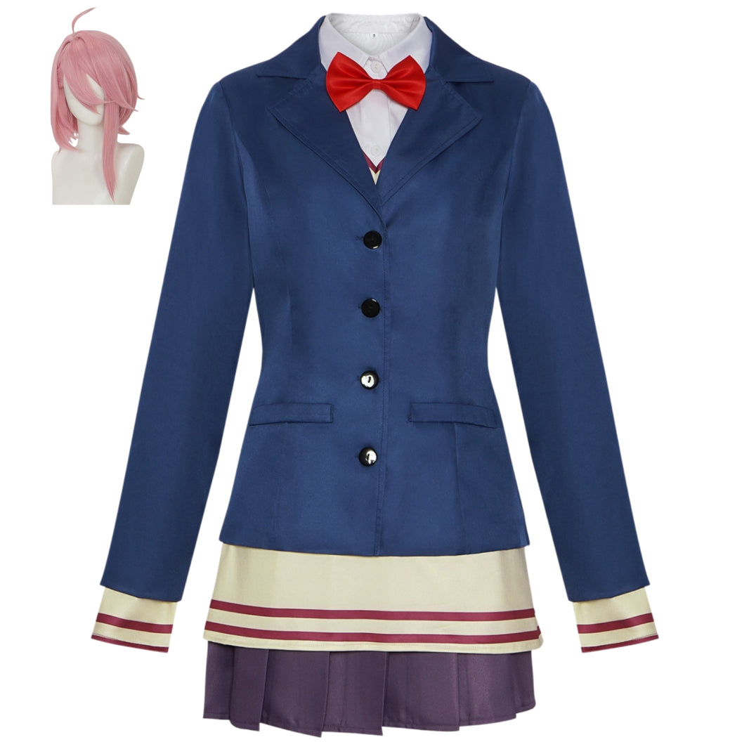 dandadan aira shiratori costume cosplay school uniform complete outfit with pink wig anime cos set