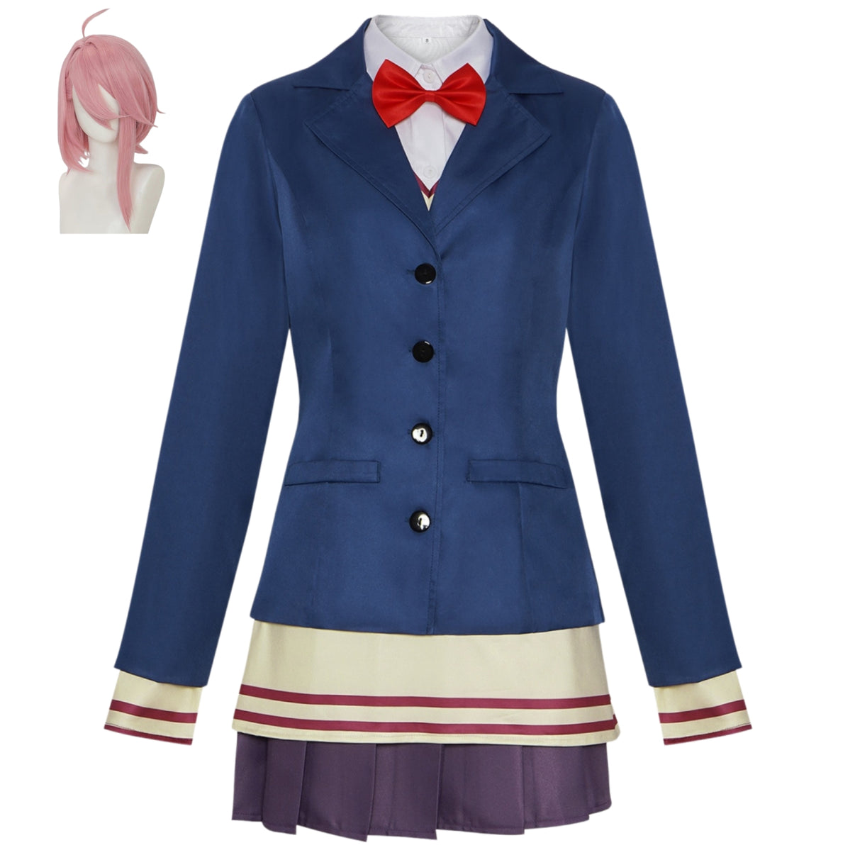dandadan aira shiratori costume cosplay school uniform complete outfit with pink wig anime cos set