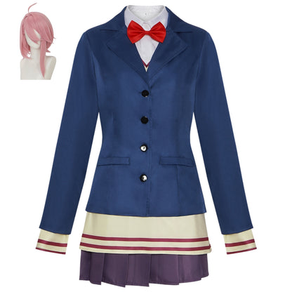 dandadan aira shiratori costume cosplay school uniform complete outfit with pink wig anime cos set