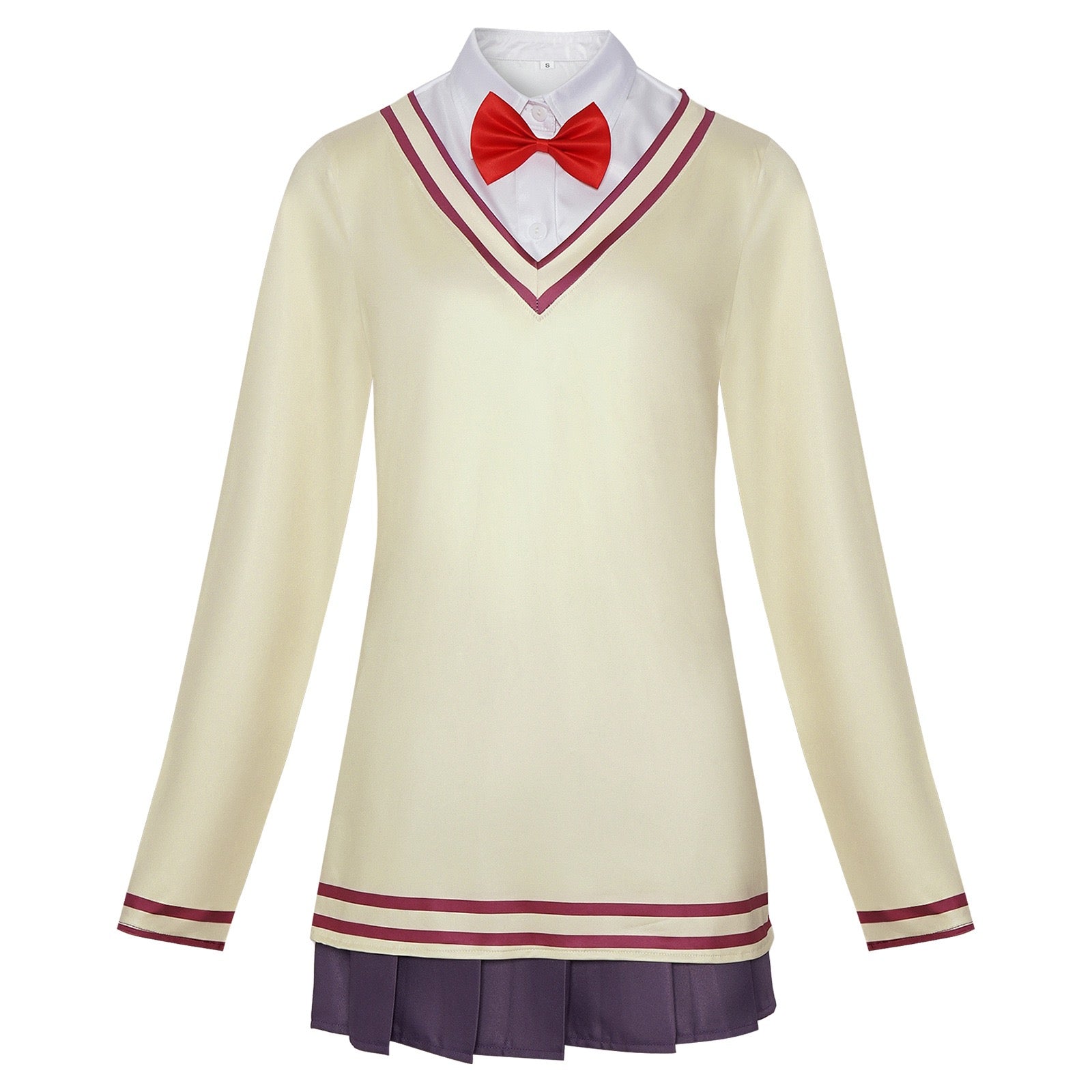 aira shiratori costume v-neck striped inner top dandadan cosplay school uniform single top garment