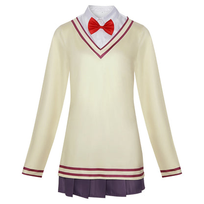 aira shiratori costume v-neck striped inner top dandadan cosplay school uniform single top garment