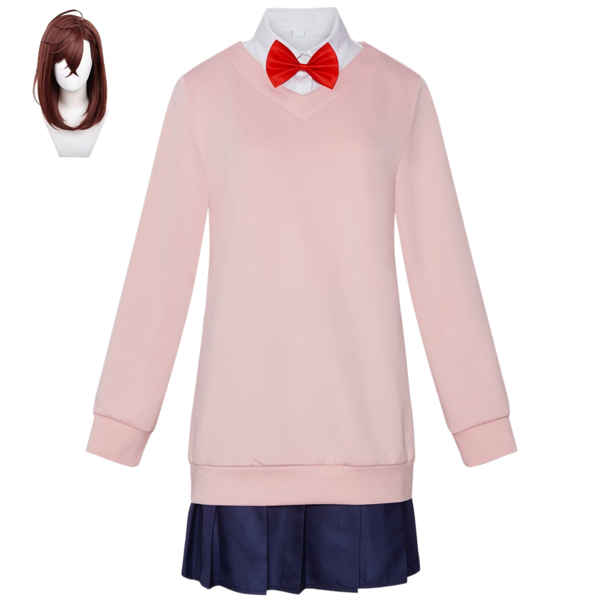 dandadan momo ayase cosplay full outfit pink jk school uniform with brown cosplay wig anime costume