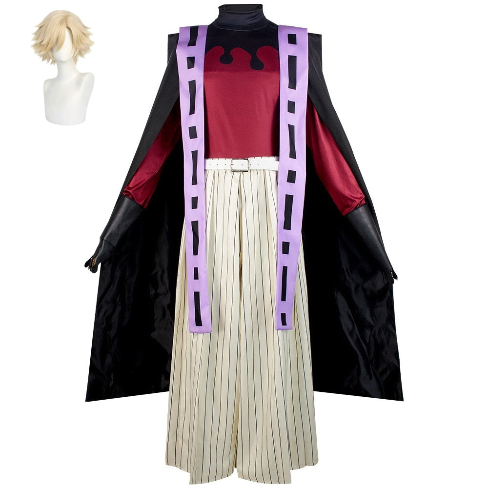 demon slayer douma cos costume matched with styled blonde wig complete outfit render