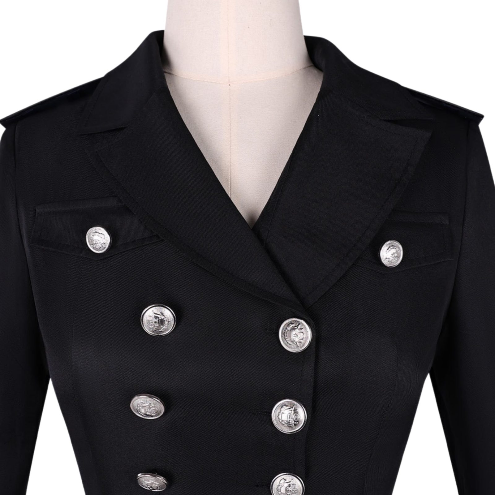 sailor costume women black jacket silver buttons shoulder epaulets