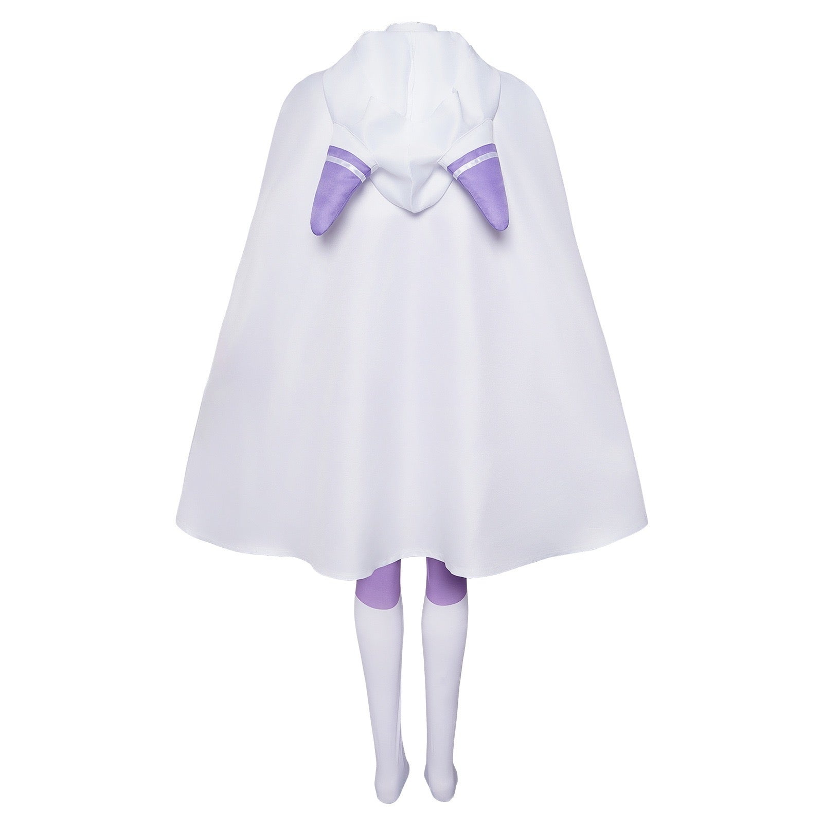 re zero emilia cosplay costume cloak back elf ears hood purple jumpsuit