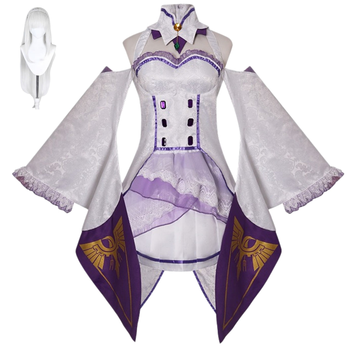 re zero emilia full cosplay set with white wig