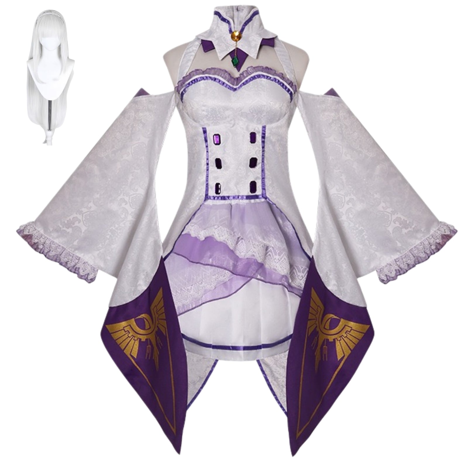 re zero emilia full cosplay set with white wig